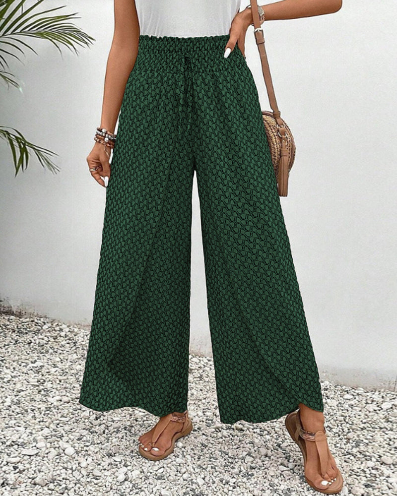 Geometrische broek met elastische pijpen en trekkoord