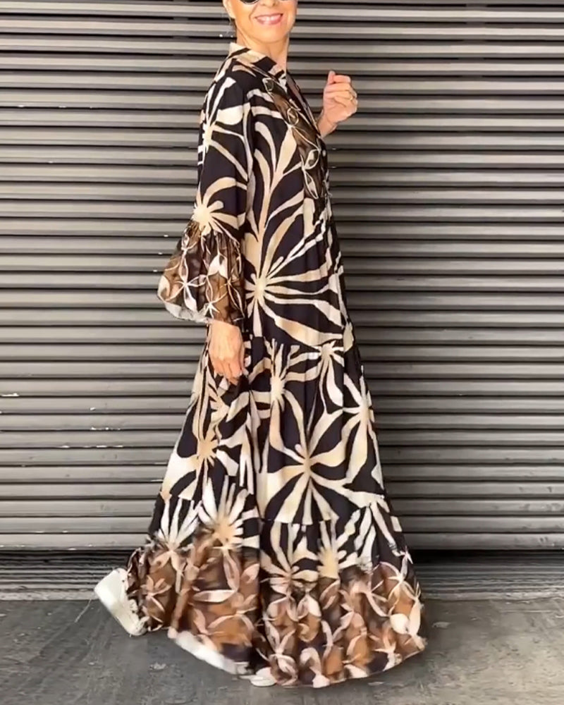 Laluna® | Losse V-hals jurk met print