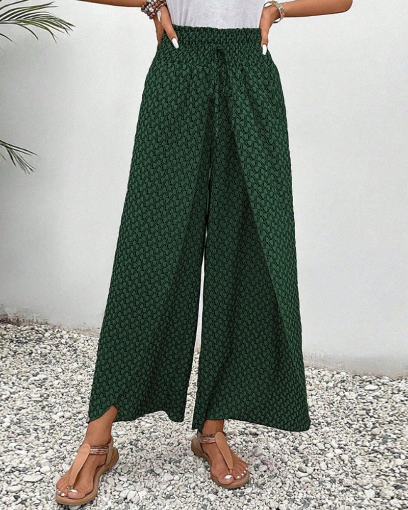 Geometrische broek met elastische pijpen en trekkoord