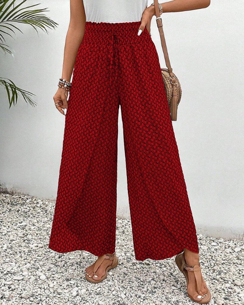 Geometrische broek met elastische pijpen en trekkoord
