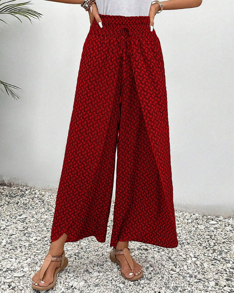 Geometrische broek met elastische pijpen en trekkoord