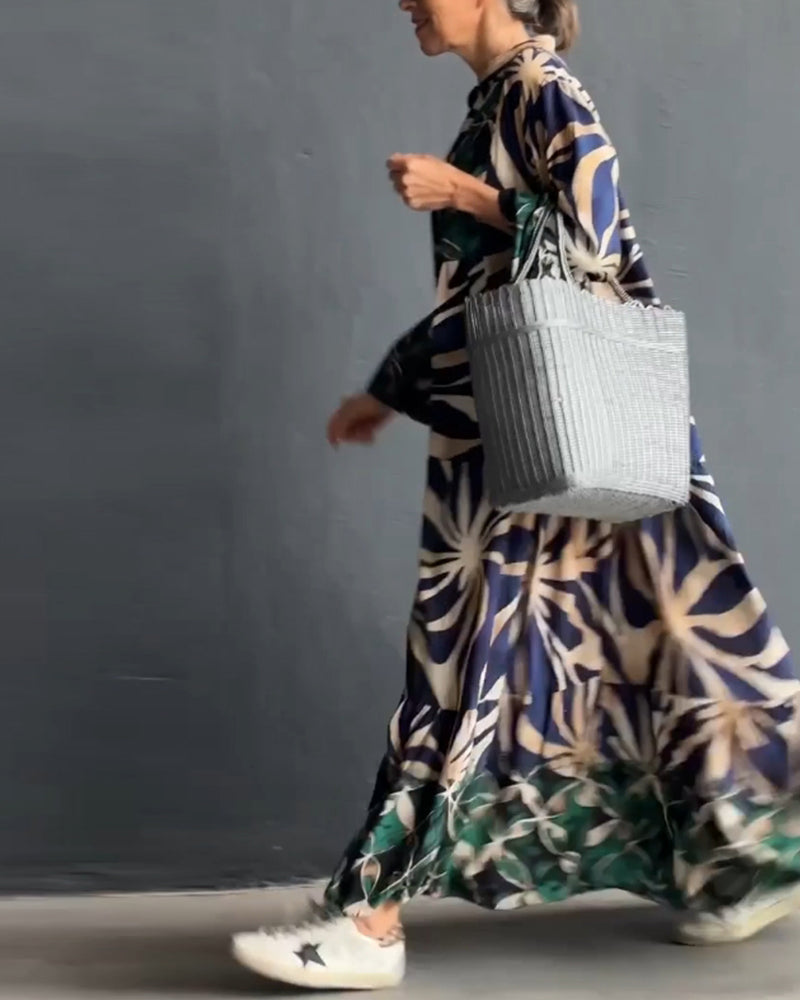 Laluna® | Losse V-hals jurk met print