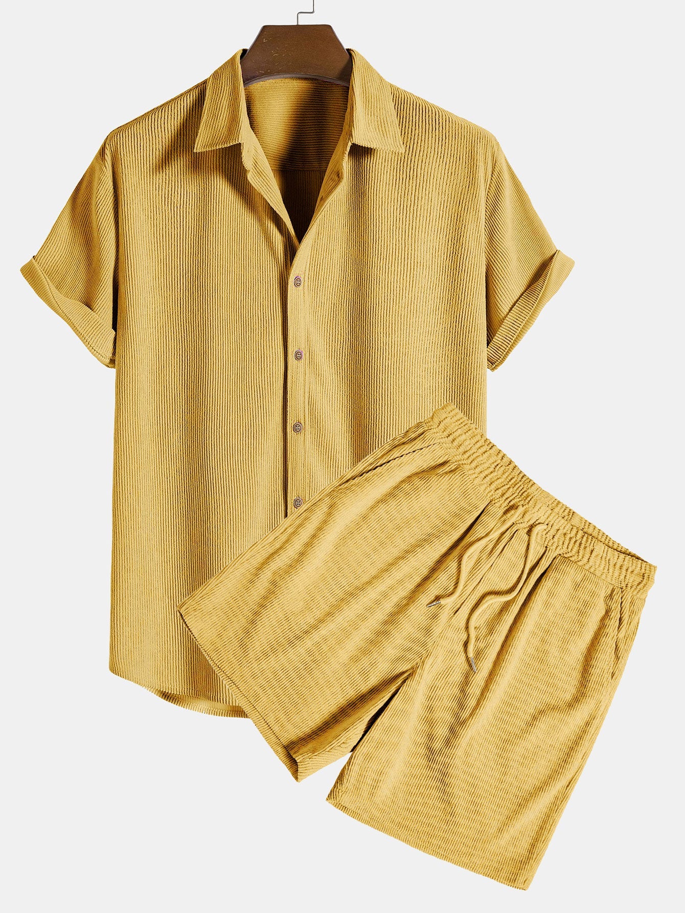Korte Mouwen Corduroy Overhemd & Shorts