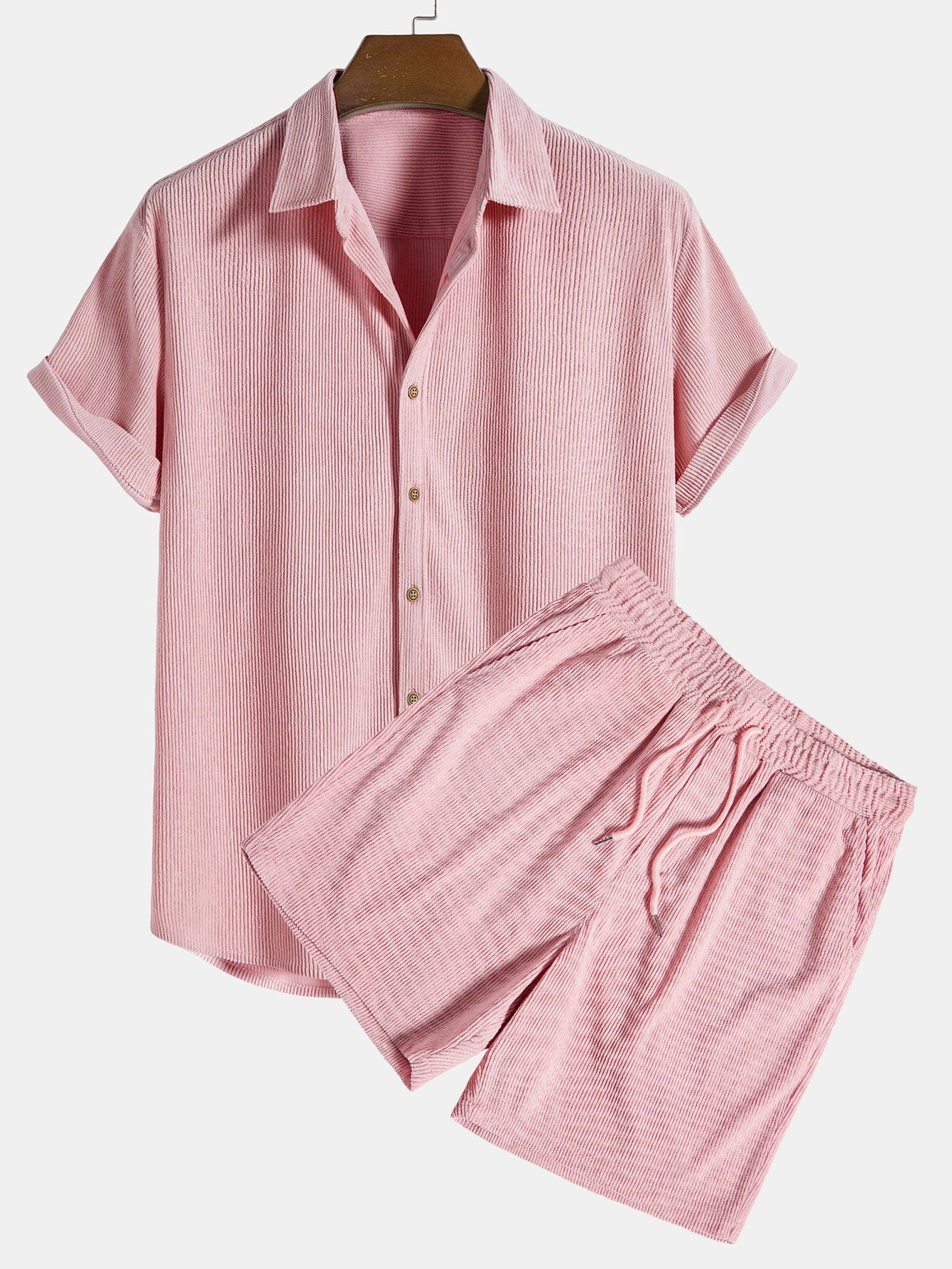 Korte Mouwen Corduroy Overhemd & Shorts