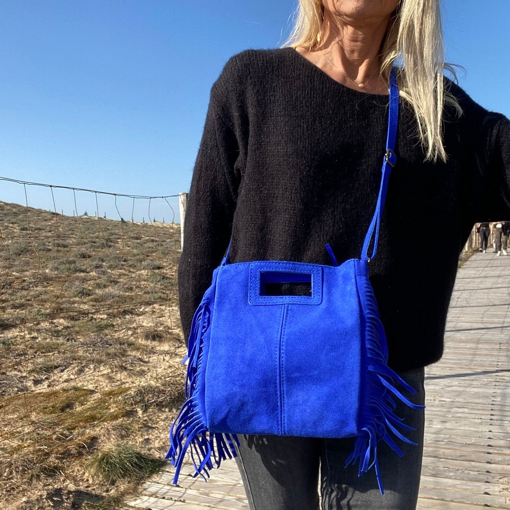 Laluna® | Schoudertas van leer met franjes