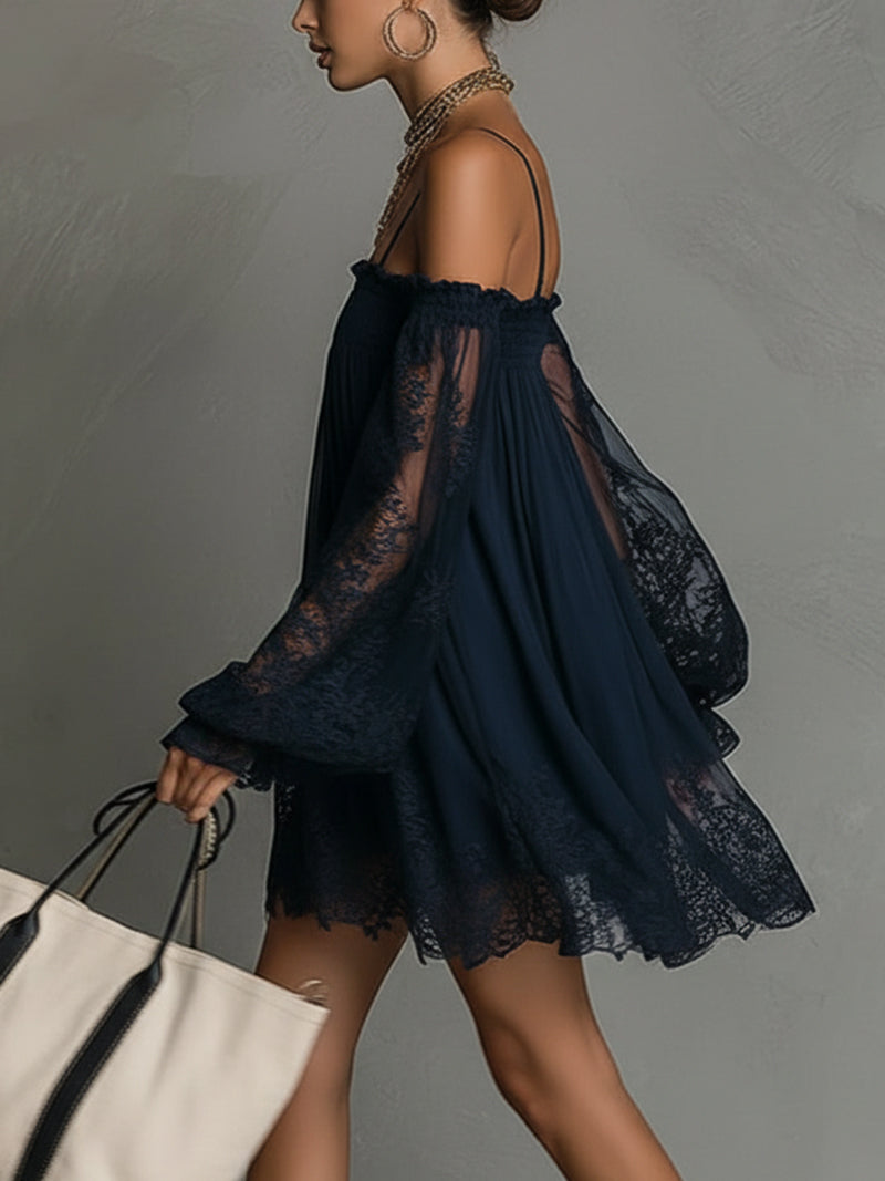 Naomi • Mini-jurkmet off-shoulder halslijn