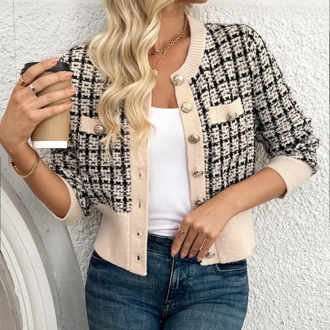 Laluna® | Geruite Cardigan Met Knoopsluiting