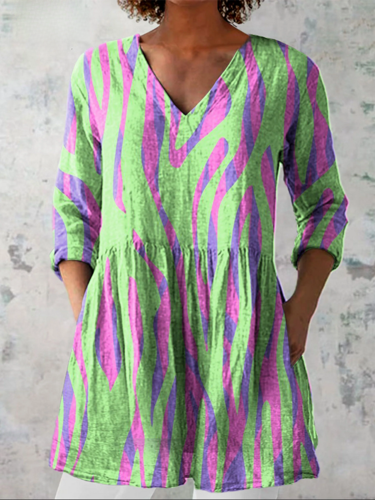 Mira | Lange Blouse met opvallend patroon