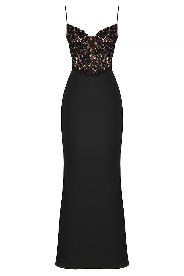 Laluna® | Zwarte Korset Maxi Jurk