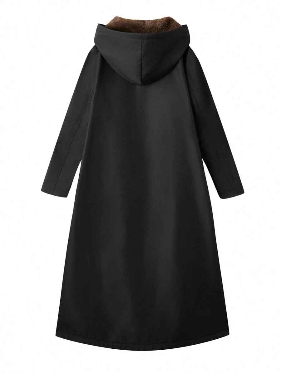 Dames effen Pluizige Lange Jas-herfst/winter