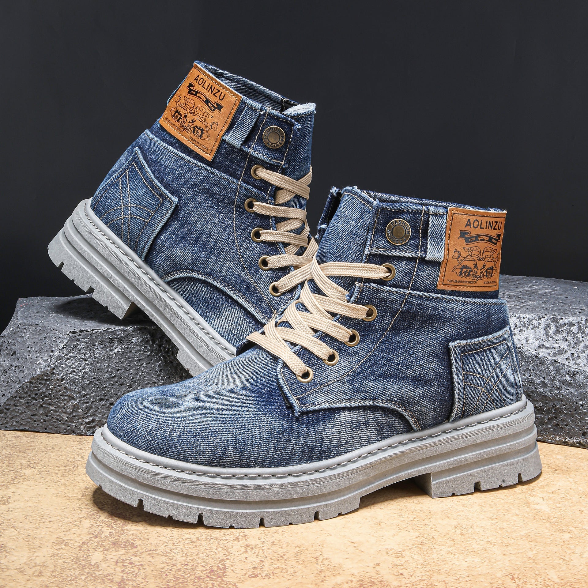 Handgemaakte Denim Boots