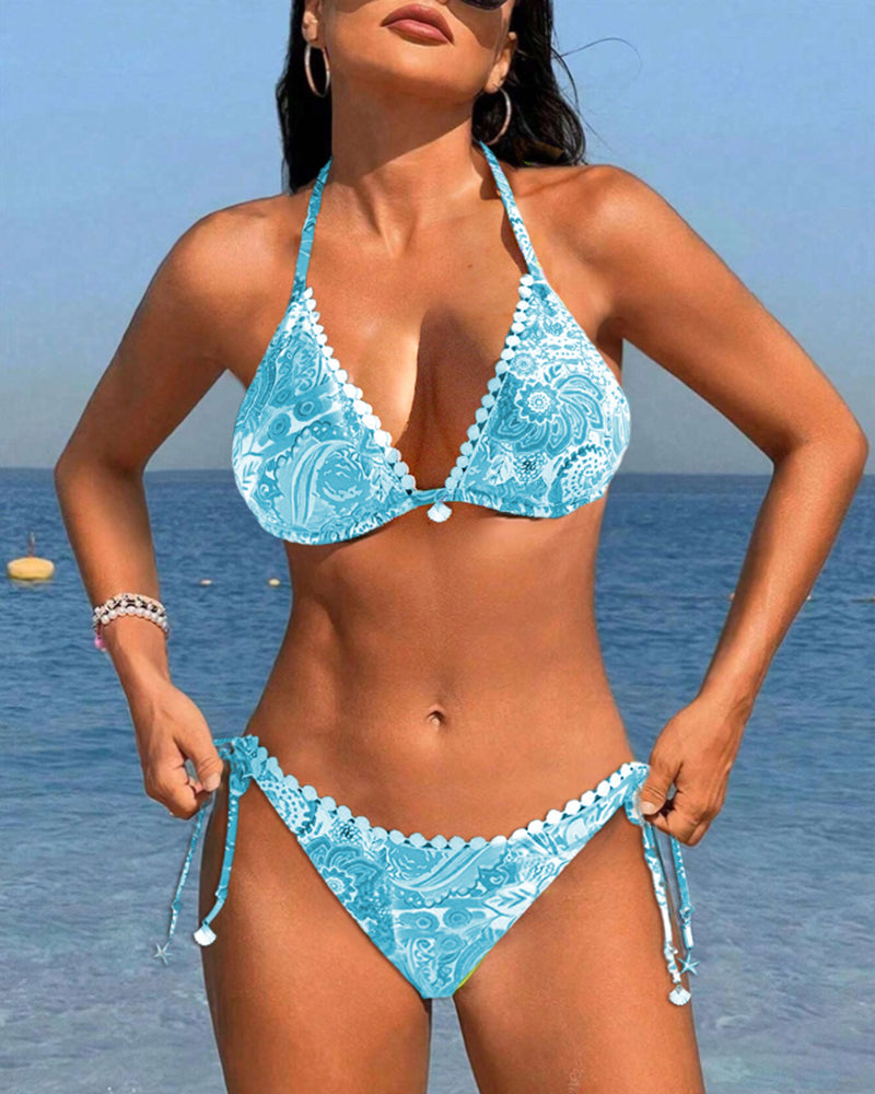 Laluna® | Kleurrijke patchwork kanten halterbikini
