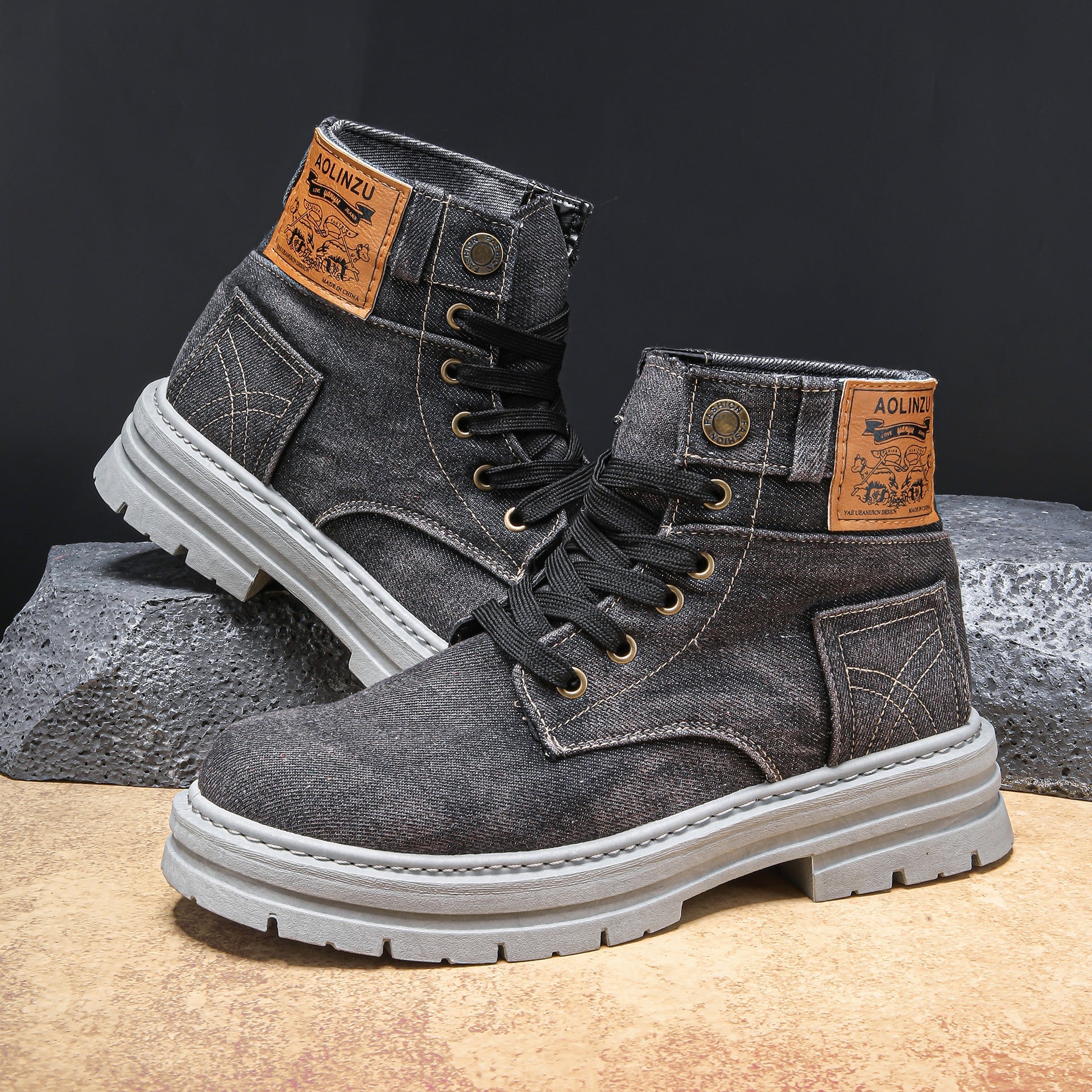 Handgemaakte Denim Boots
