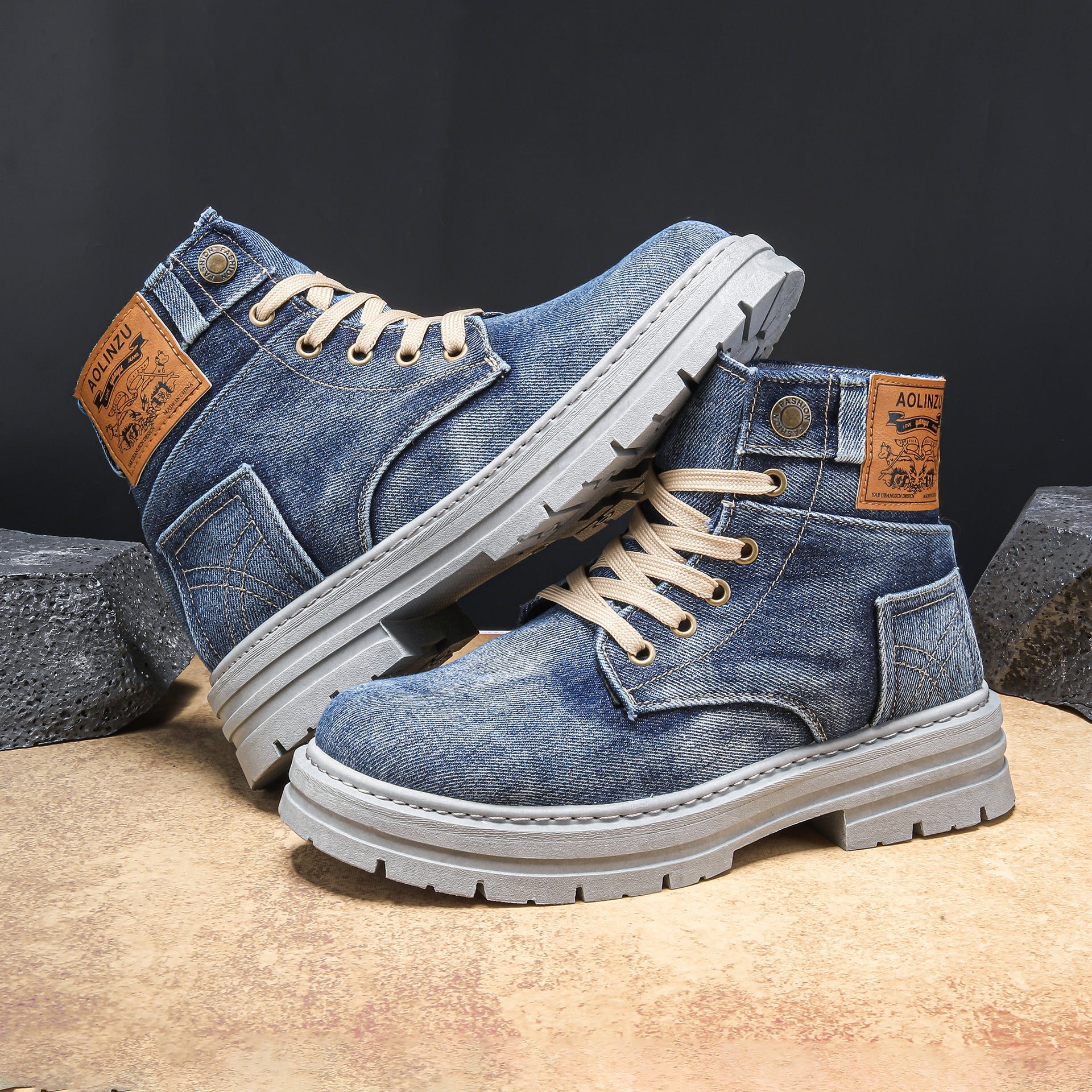 Handgemaakte Denim Boots