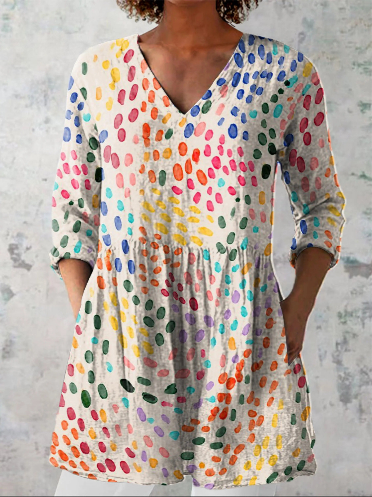 Noelle | Lange Blouse met Uitgesproken Patroon