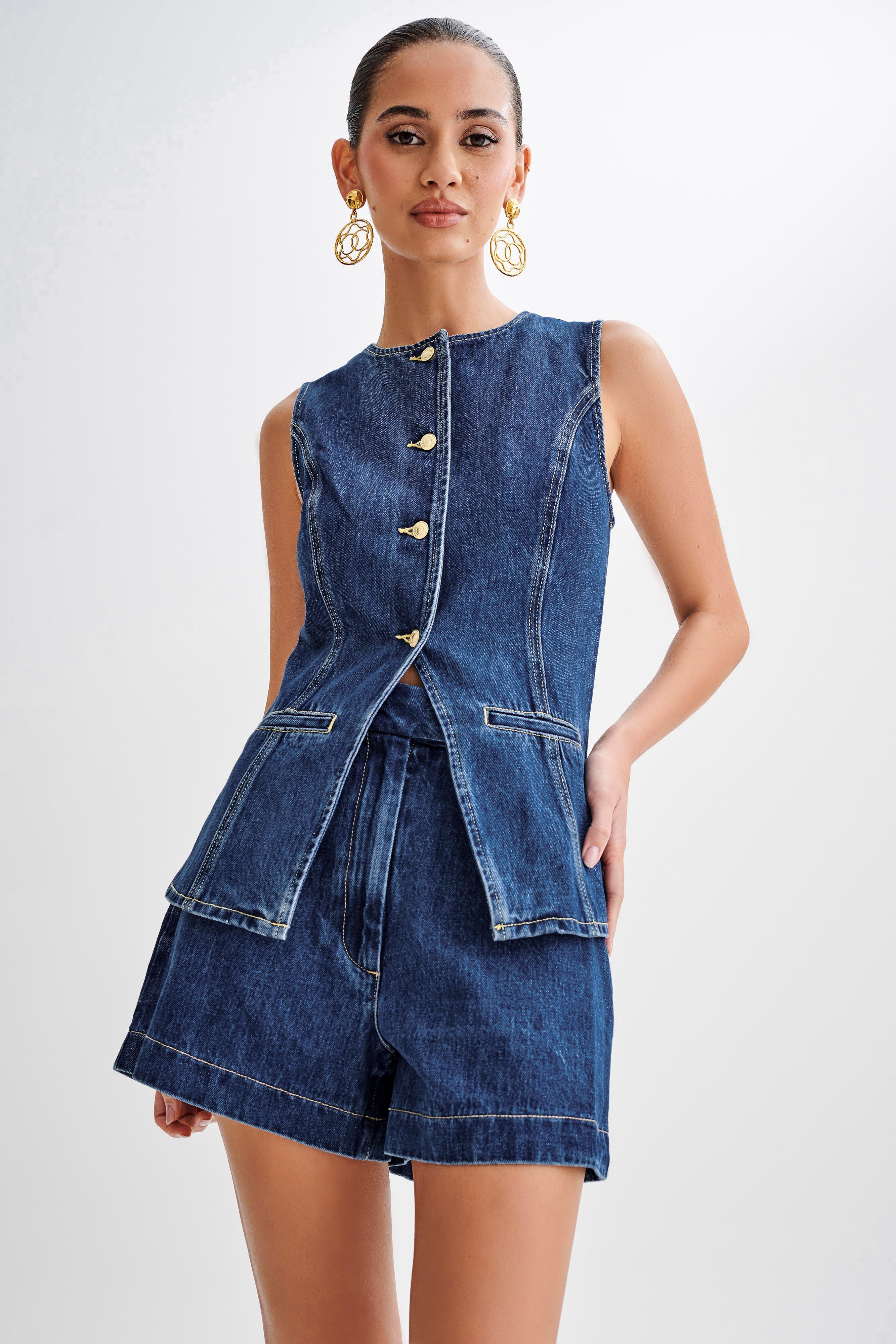 LALUNA® | DENIM BUTTON UP SET