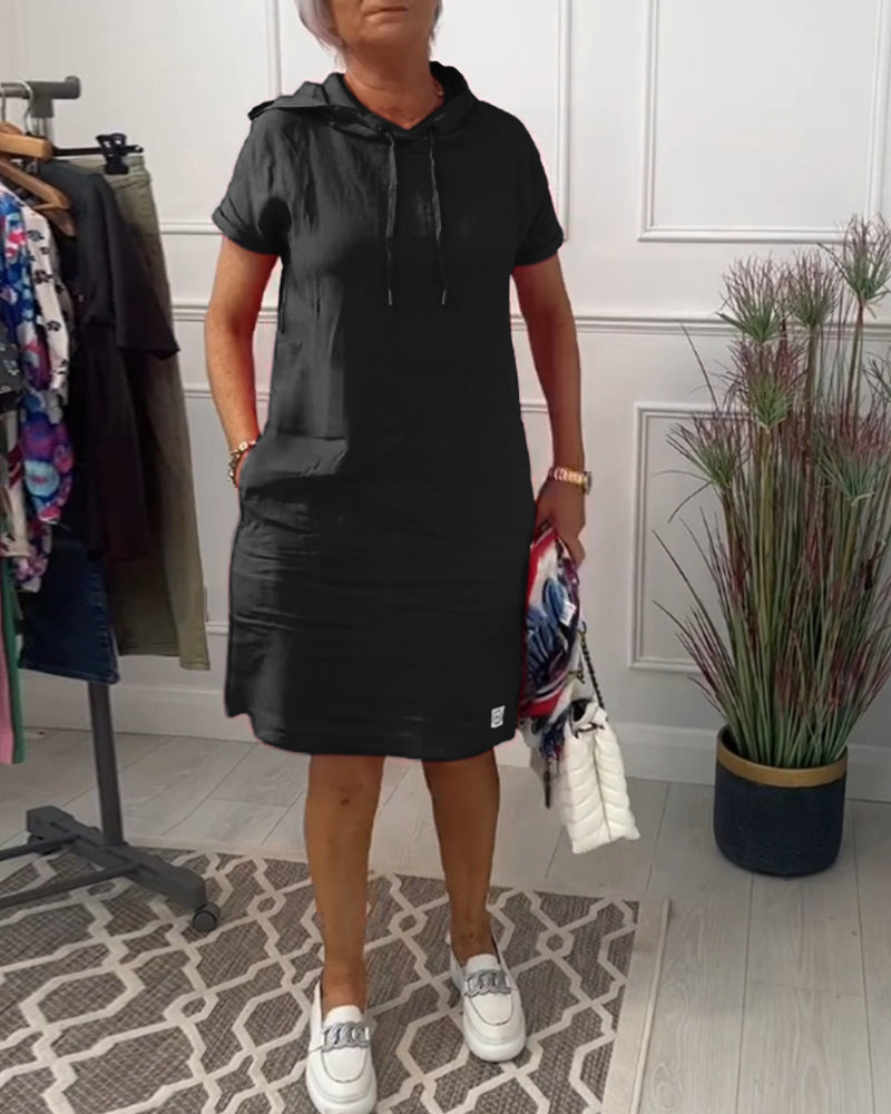 Laluna® | Vrijetijdsjurk met korte mouwen en capuchon