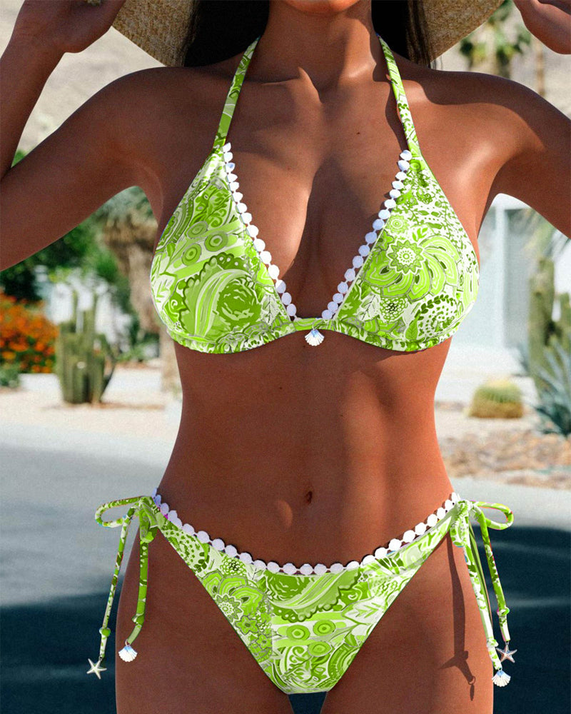 Laluna® | Kleurrijke patchwork kanten halterbikini