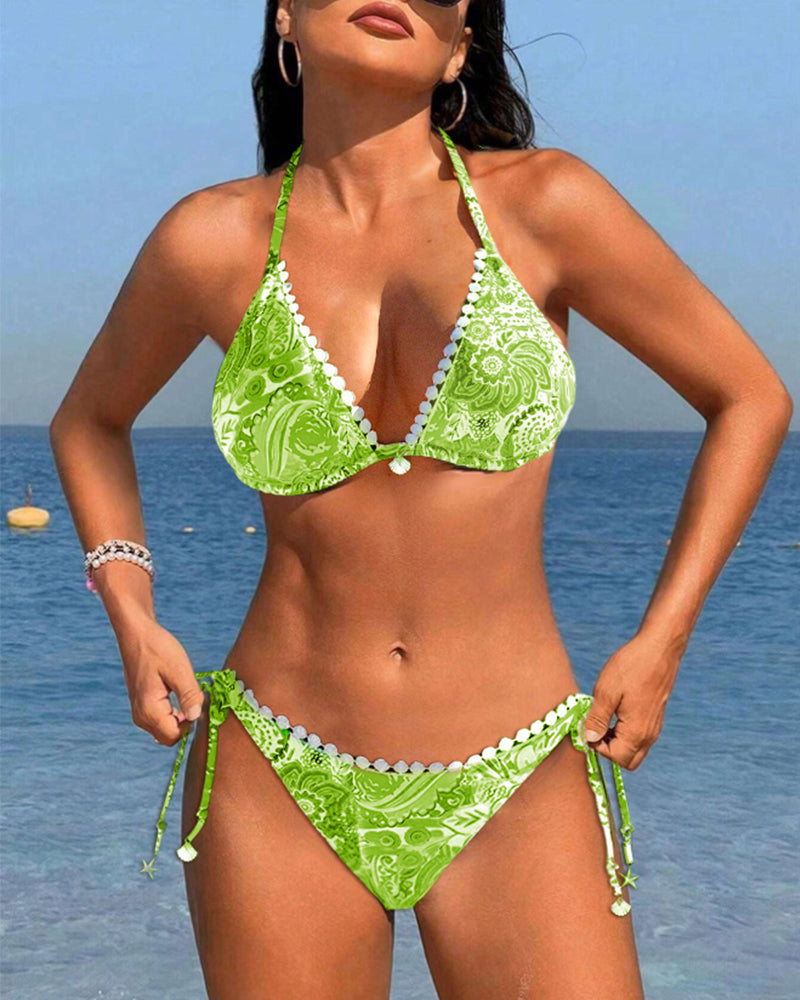 Laluna® | Kleurrijke patchwork kanten halterbikini
