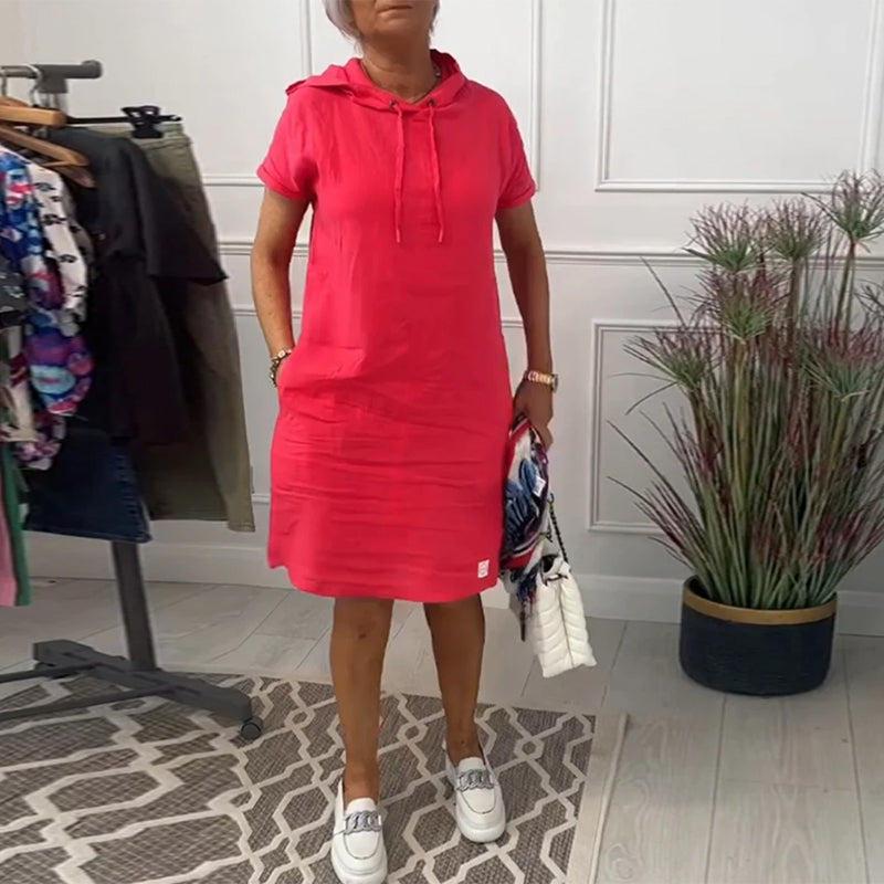 Laluna® | Vrijetijdsjurk met korte mouwen en capuchon