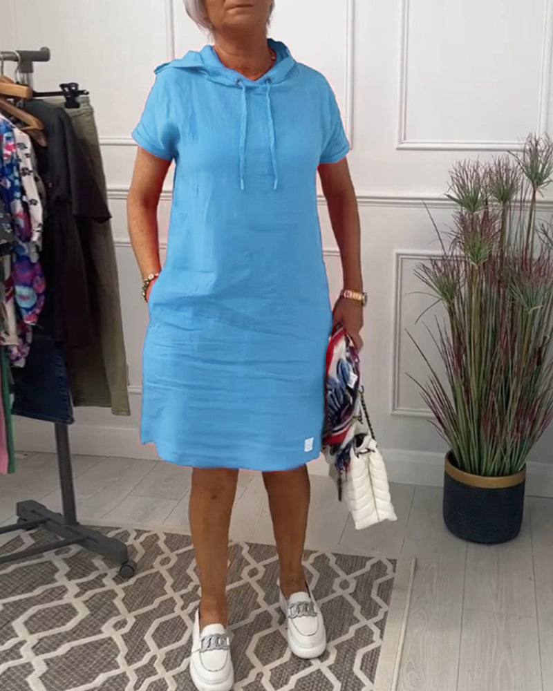 Laluna® | Vrijetijdsjurk met korte mouwen en capuchon
