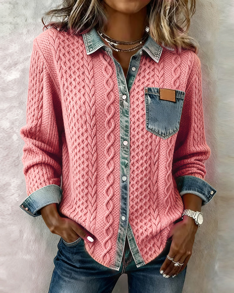 Shirt met lange mouwen en denim details