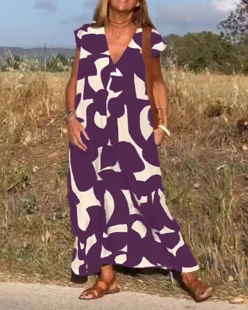 Laluna® | Jurk met print en V-hals