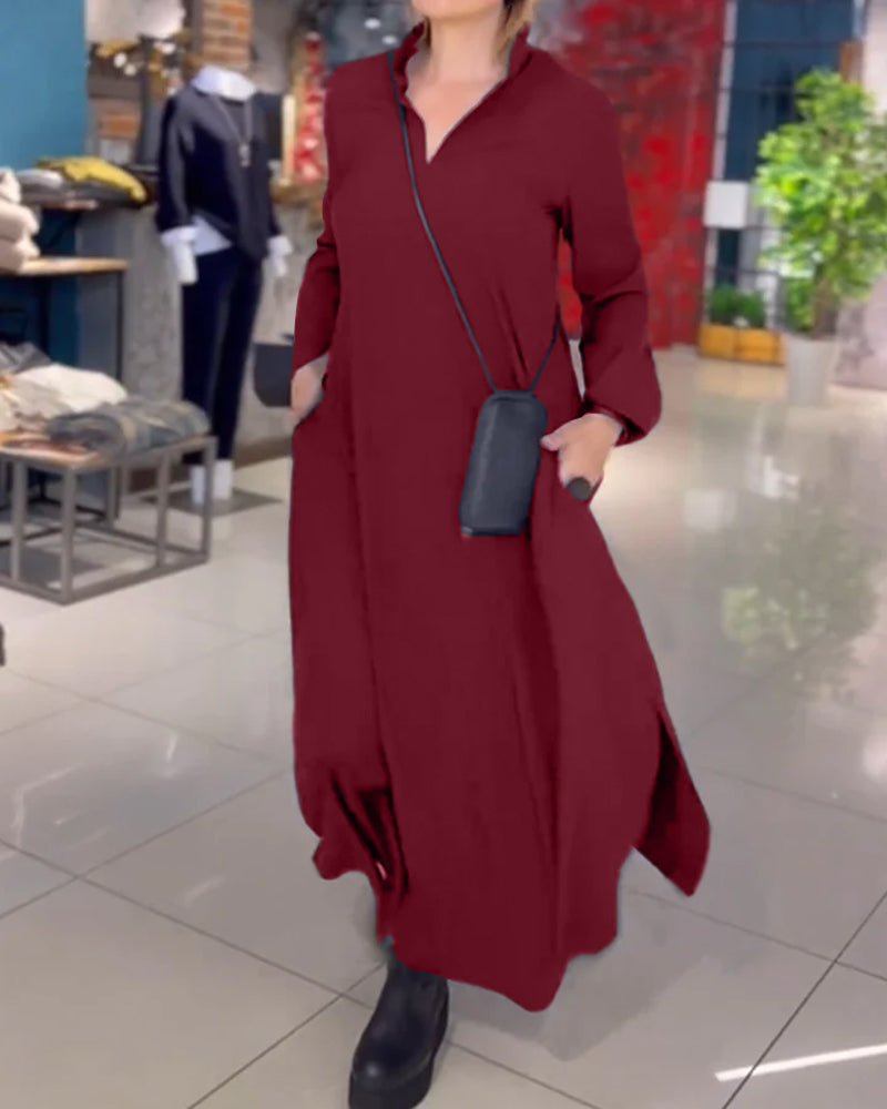 Laluna® | Losse lange jurk met zijsplit