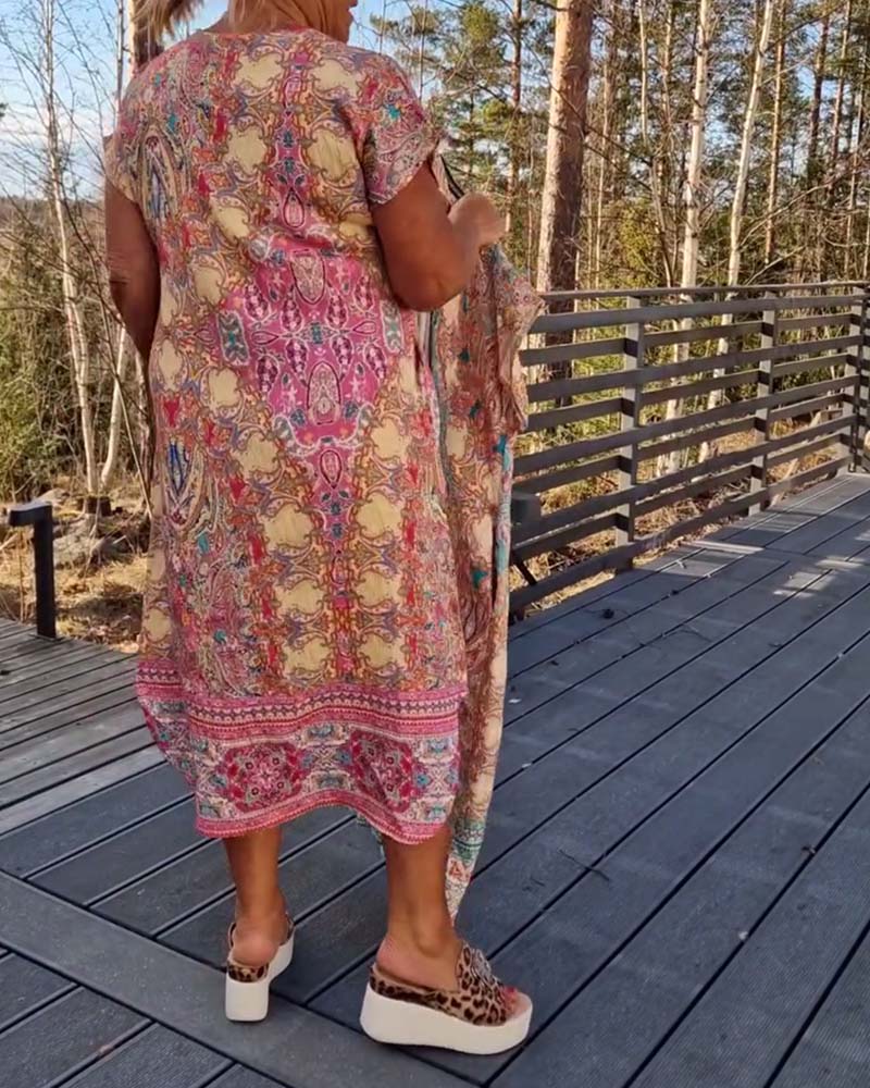 Laluna® | V-hals jurk met korte mouwen