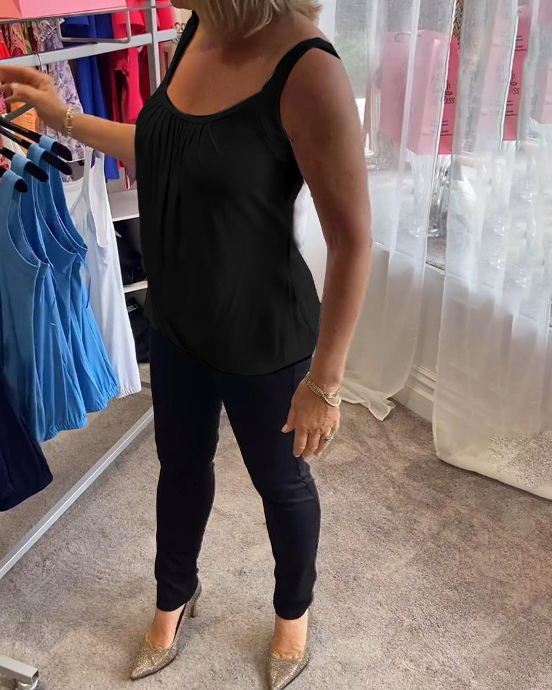 Casual mouwloze top met plooi