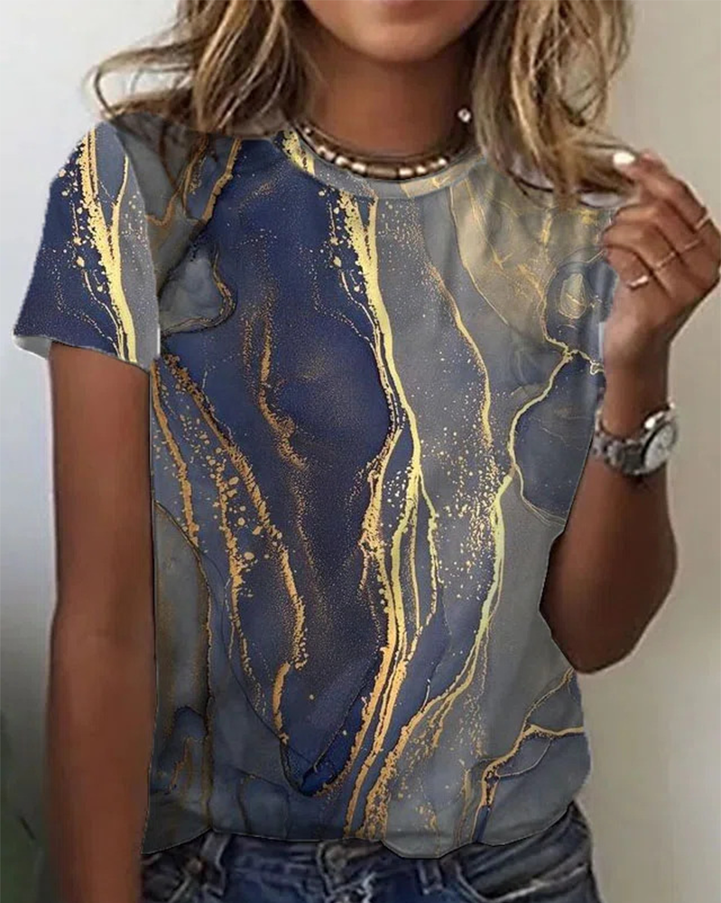 Eenvoudig bedrukt T-shirt met ronde hals