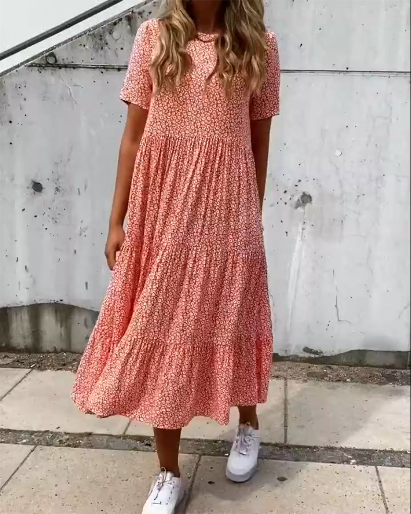 Laluna® | Jurk met korte mouwen en bloemenprint