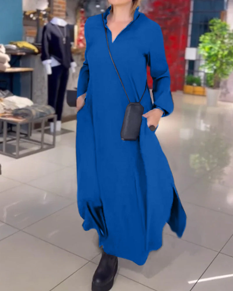 Laluna® | Losse lange jurk met zijsplit