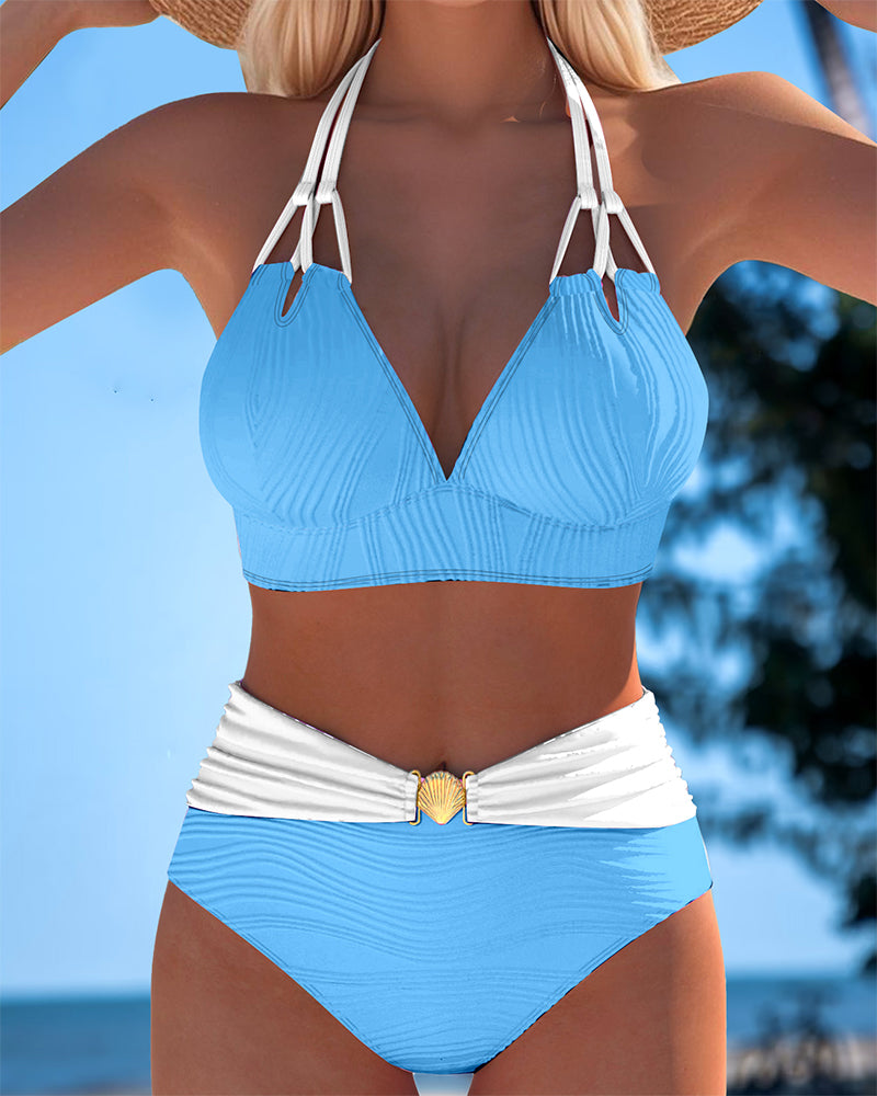 Bikini met hoge taille en dubbele band