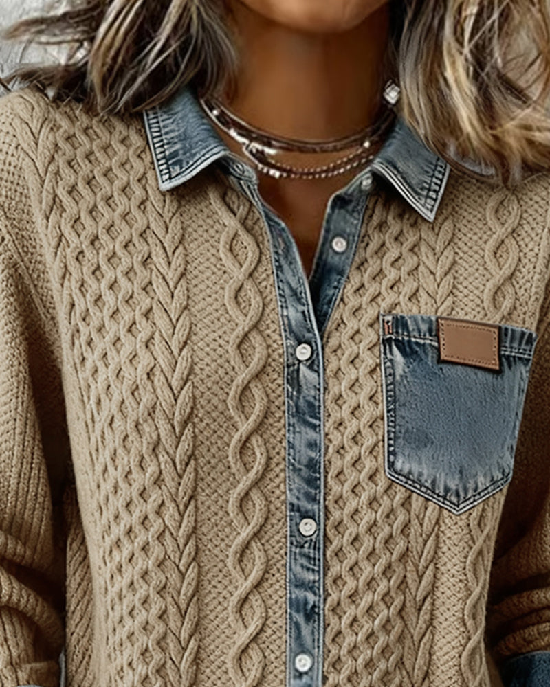 Shirt met lange mouwen en denim details