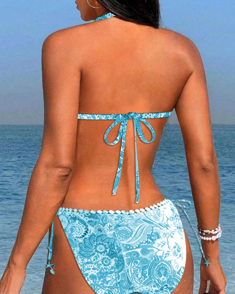 Laluna® | Kleurrijke patchwork kanten halterbikini