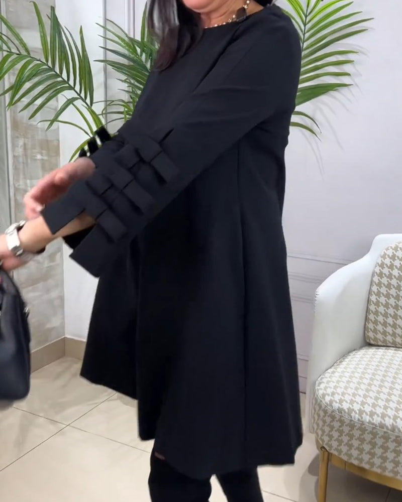 Laluna® | Casual knielange jurk met lange mouwen