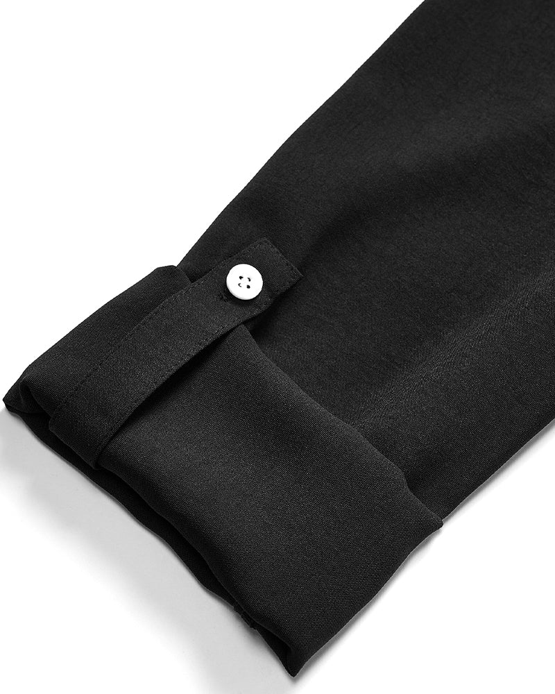 Laluna® | Casual top met pailletteninzet en knopen