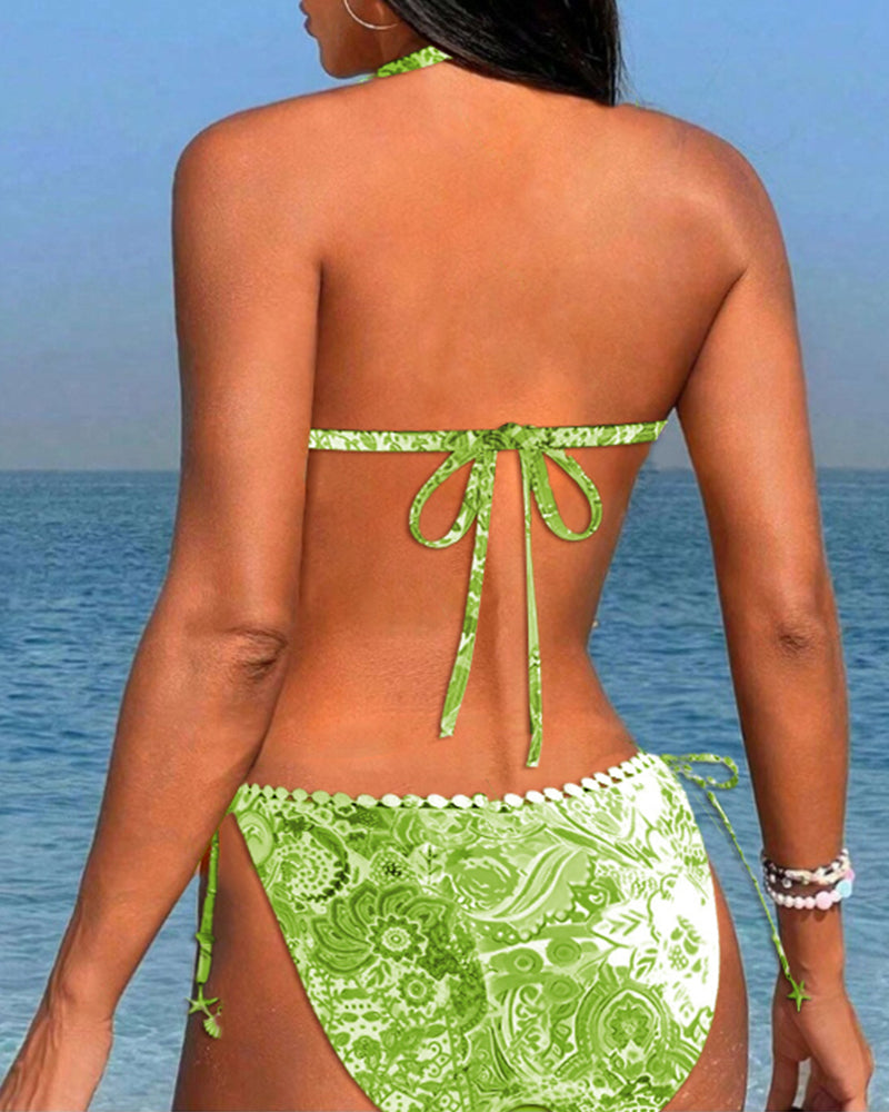 Laluna® | Kleurrijke patchwork kanten halterbikini