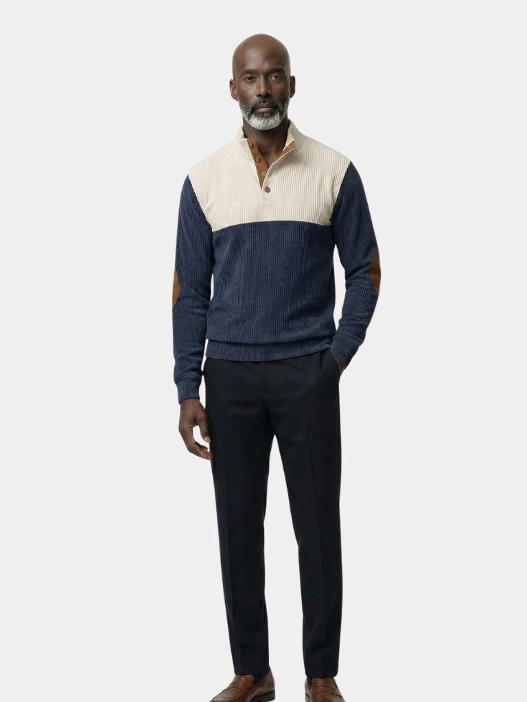 Hoge Kraag Corduroy Retro Pullover