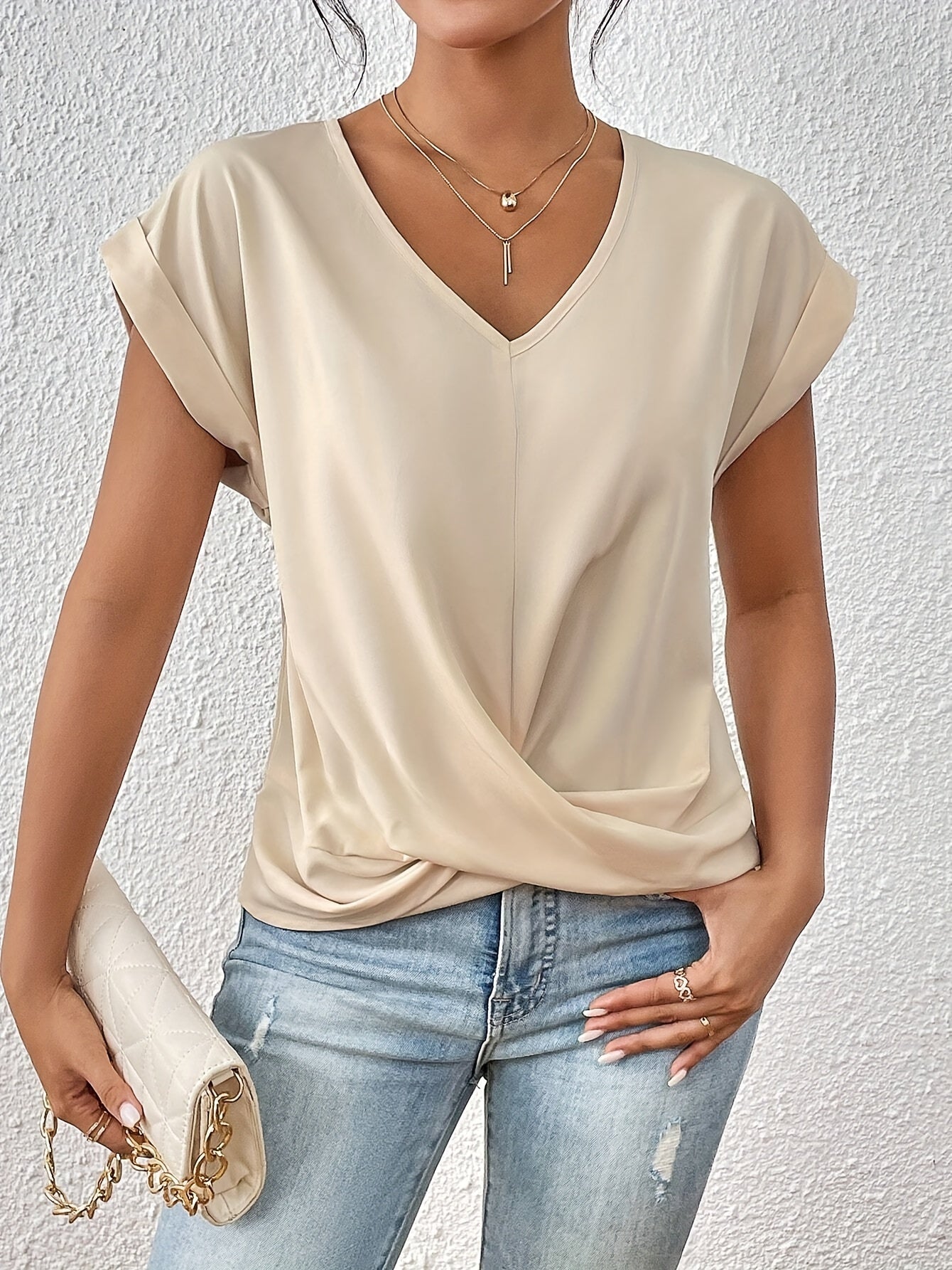 Laluna® | Casual T-shirt met sweetheart halslijn