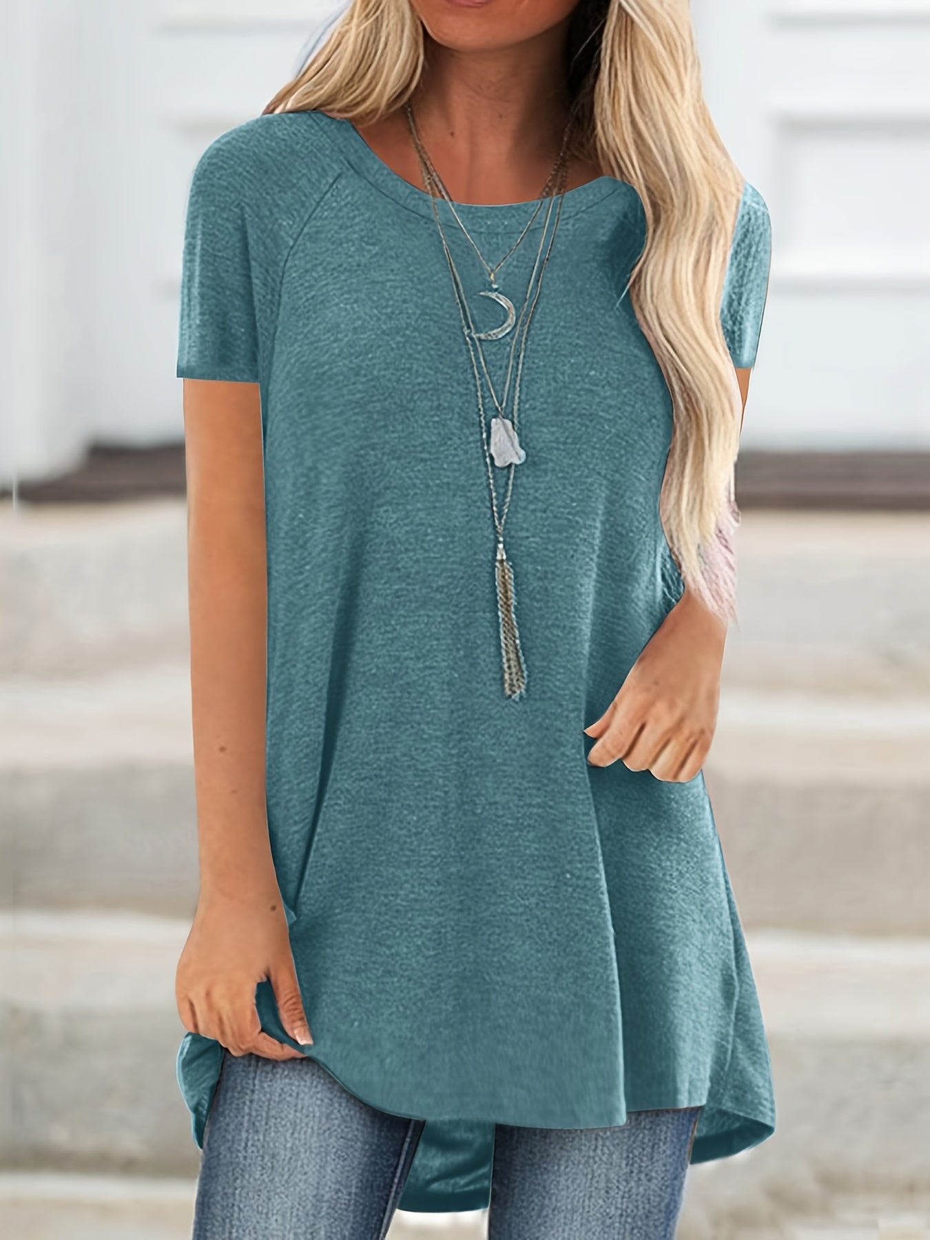 Laluna® | T-shirt met ronde hals en korte mouwen