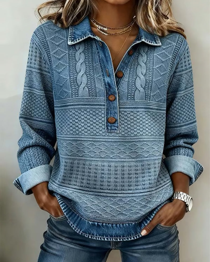 Laluna® | Trendy Sweatshirt met Kraag