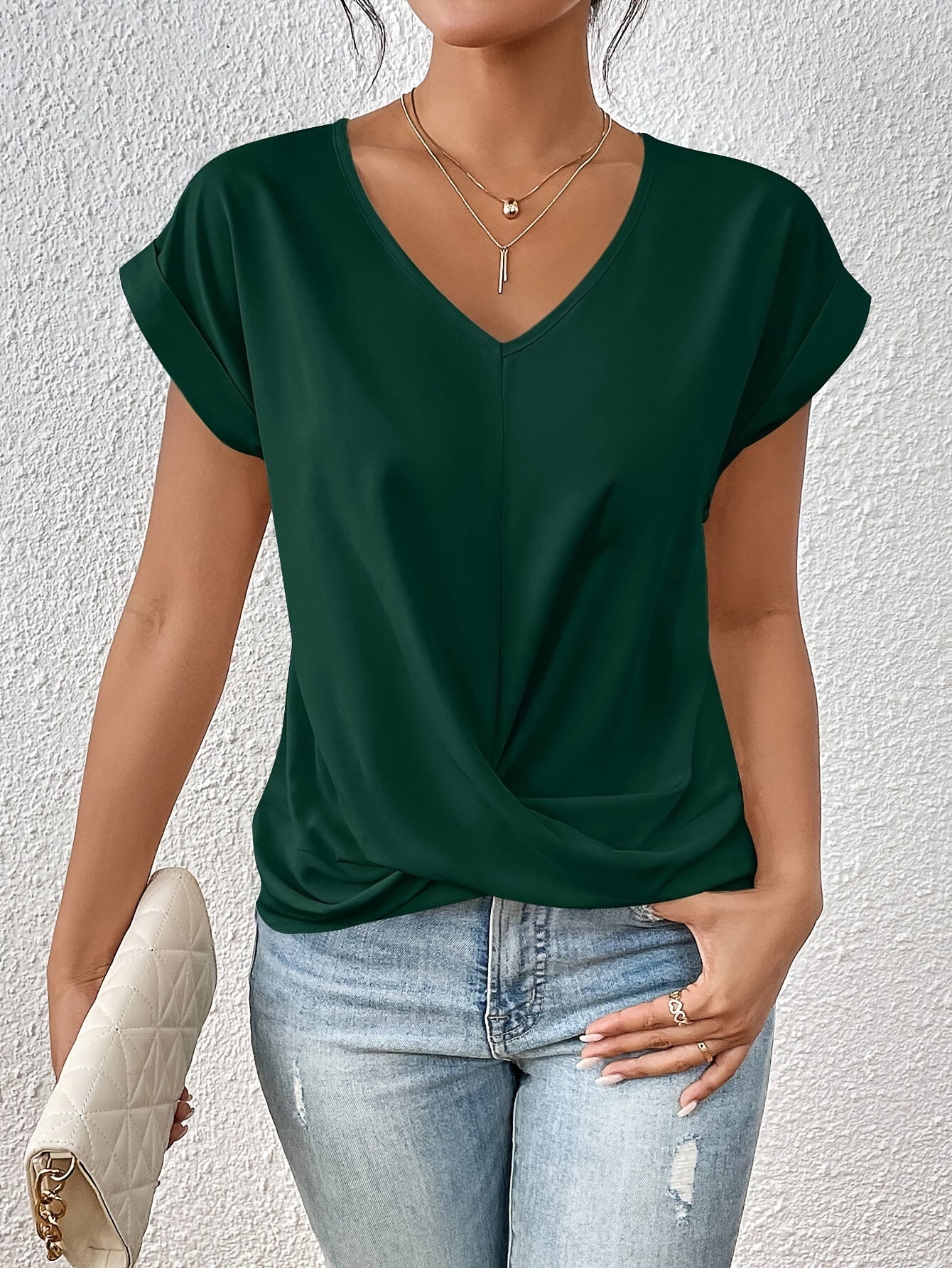 Laluna® | Casual T-shirt met sweetheart halslijn