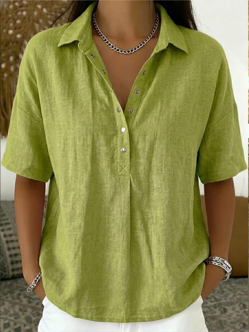Laluna® | Blouse met kraag en knoopdetail (TIJDELIJK 1+1 GRATIS!)