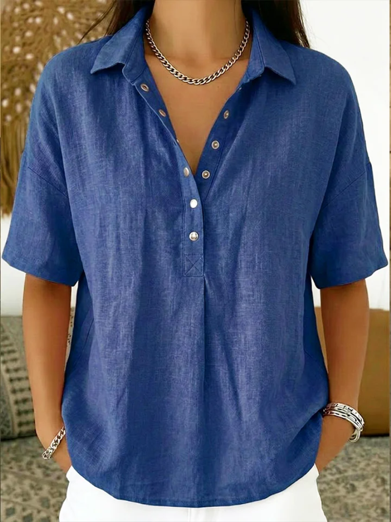 Laluna® | Blouse met kraag en knoopdetail (TIJDELIJK 1+1 GRATIS!)