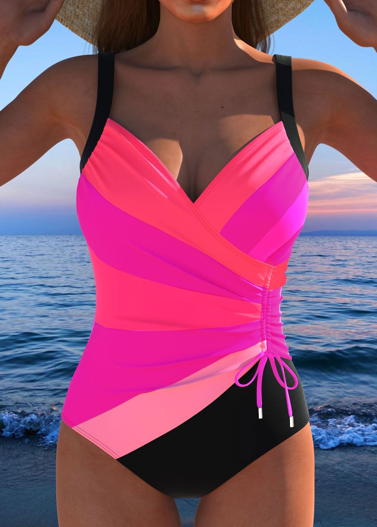 Luxe Surplice Badpak met Kleurrijke Print