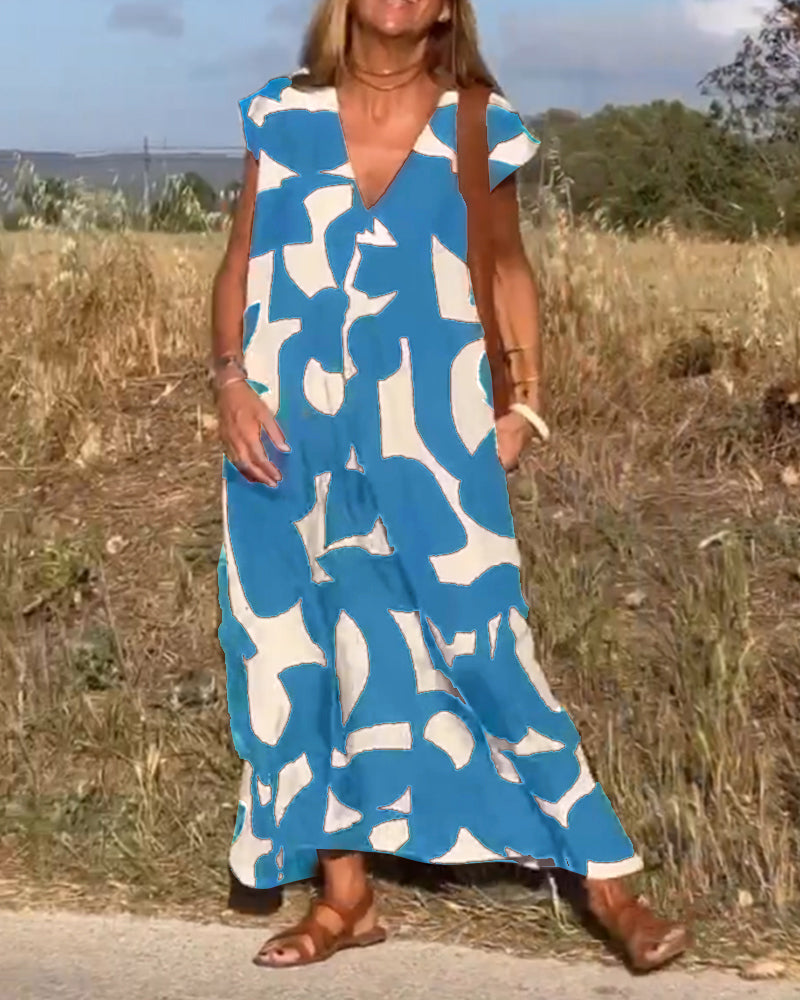 Laluna® | Jurk met print en V-hals