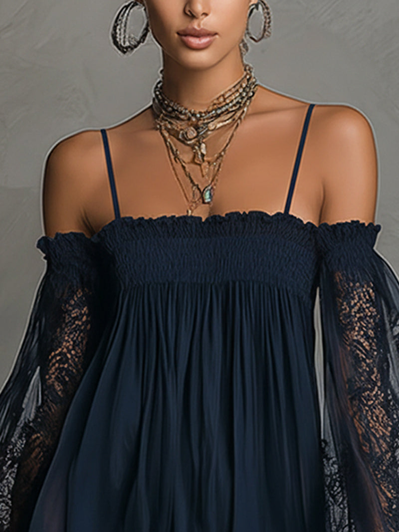 Naomi • Mini-jurkmet off-shoulder halslijn