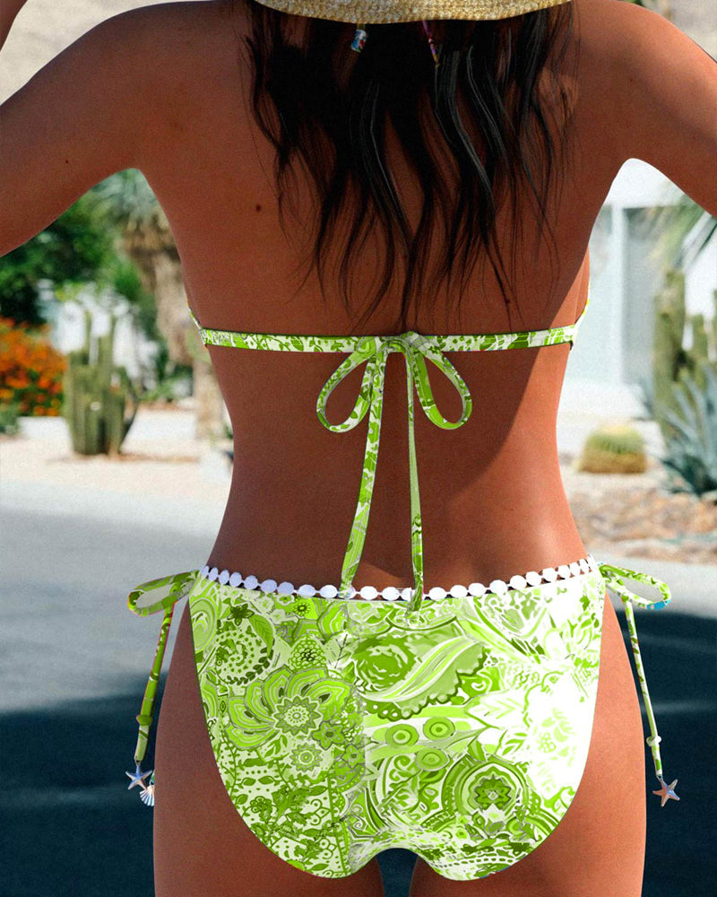 Laluna® | Kleurrijke patchwork kanten halterbikini